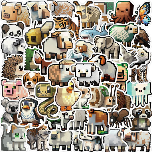 50PCS Cartoon Mosaic Animal Style Sticker Graffiti Animal iPad  Guitar DIY Scrapbook Wall Sticker Toy Decoration