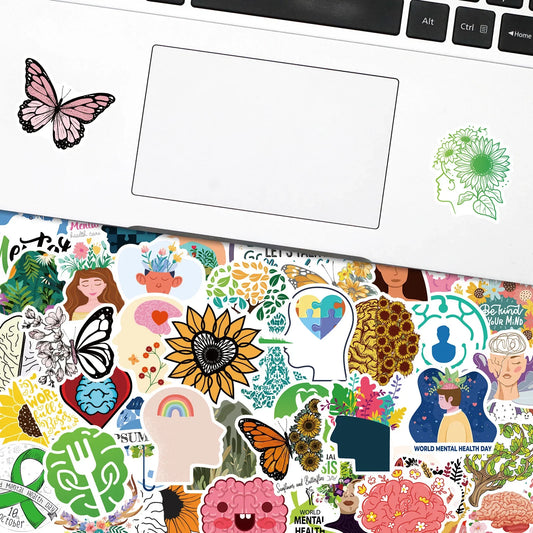 50PCS     TrendyMental Health Stickers Health Knowledge Psychological Stickers Suitcase Helmet Refrigerator Stickers