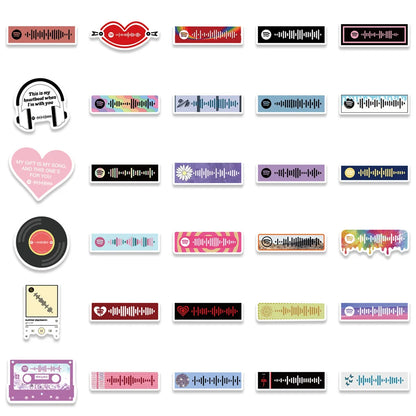 68PCS Color Music Symbols Graffiti Stickers DIY Decorative Luggage Motorcycle Guitar Waterproof Removable