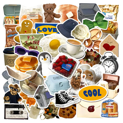 50pcs Trend Ins Style Milk Sticker Helmet Water Cup Graffiti DIY Waterproof PVC Graffiti Sticker