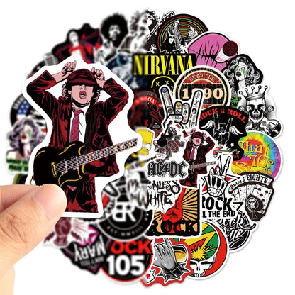 50pcs Trend Rock Band Graffiti Stickers For Toy Luggage Laptop Ipad Skateboard Guitar Motorcycle Gift Stickers