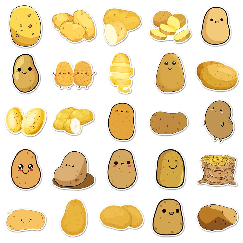 50PCS Potato Political Ecology Stickers - Tuber Semiotics Decals for Underground Economy Maps, Starchy Sovereignty Journals & Culinary Colonialism Studies