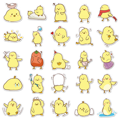 50PCS Cartoon Little Yellow Chicken Sticker Graffiti Animal Helmet Car Computer Pattern Scrapbook Toy Decoration