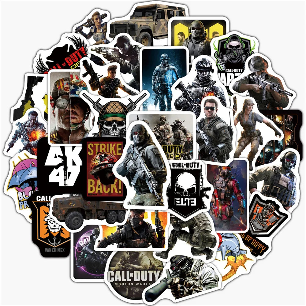 50PCS New Gun Game Graffiti Stickers Personalized Fashion Creative Exquisite Decorative Decals Toys for Bike Computer Laptop Electric Car Water Cup Popular Stickers
