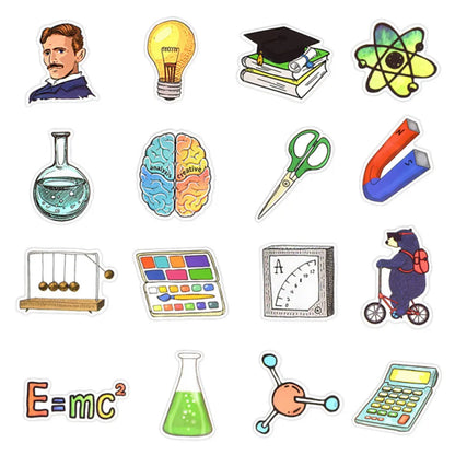 50 pieces of cartoon experimental science education graffiti stickers, personalized DIY luggage, laptop, Ipad, phone case, car sticker toys