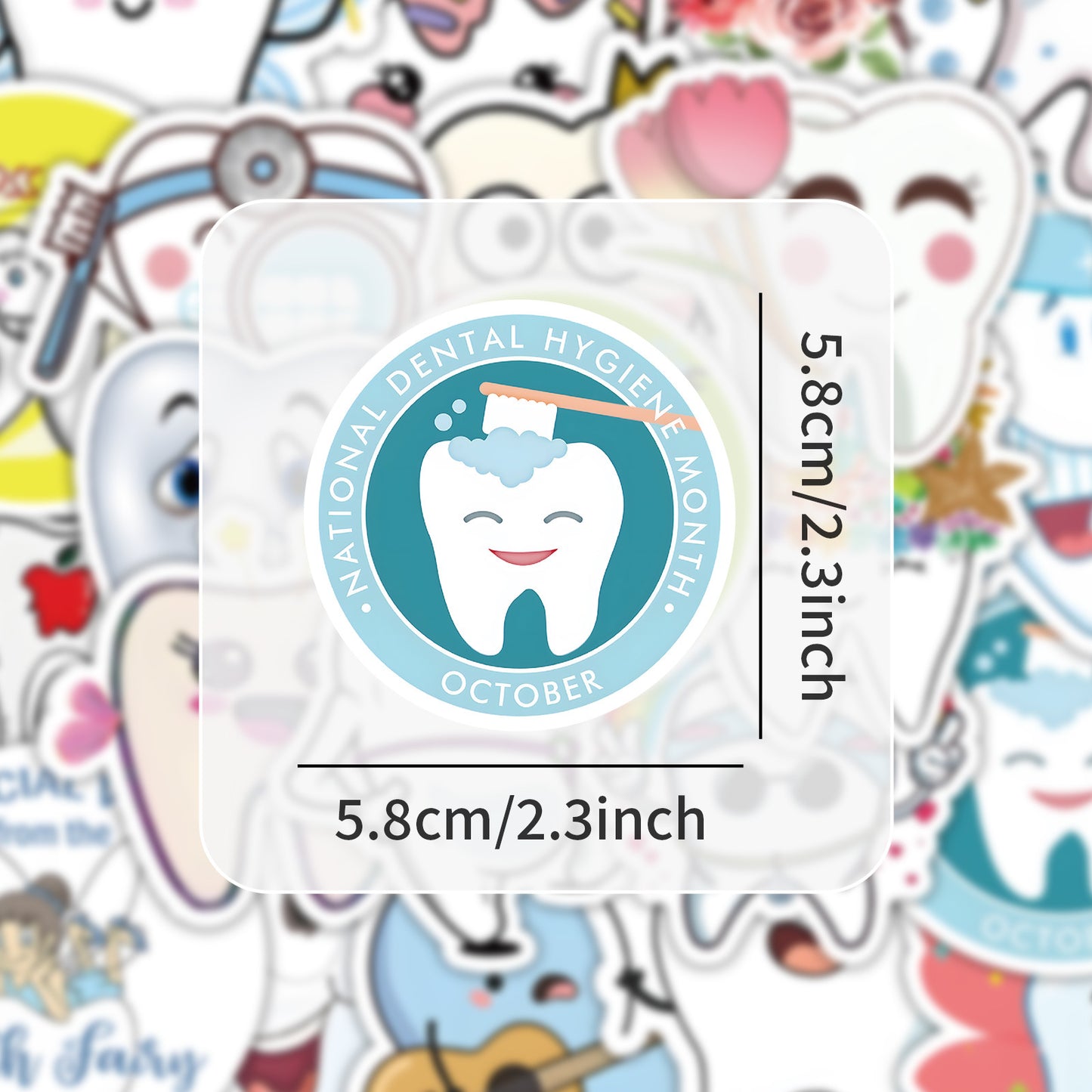 50PCS Dental Health Doodle Stickers, Cute Toothbrush & Cavity Fighter Cartoon Decals for Kids‘ Hygiene Education