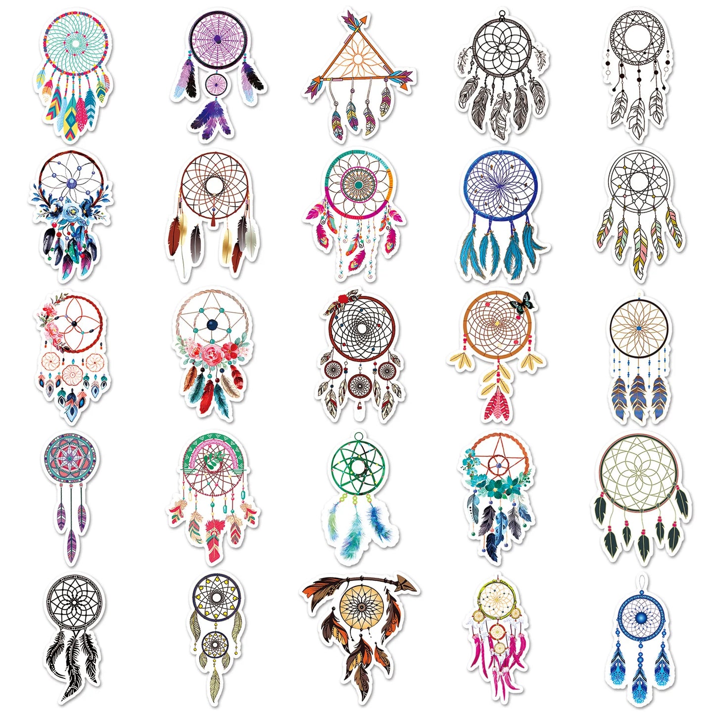50PCS Cartoon Feather Stickers Graffiti Animals iPad Helmet Notebook  Computer Pattern Scrapbook Toys Decoration