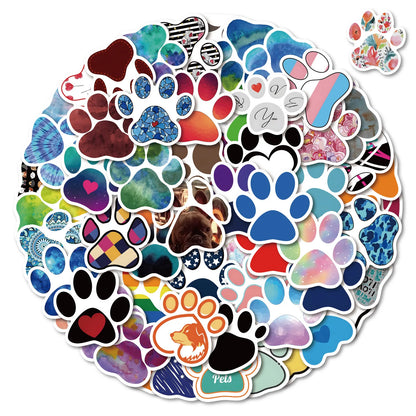 60PCS Dog Paw Sticker Cartoon Tablet Luggage Car  Water Cup Guitar  DIY Wall Sticker Personalized Toy Decoration
