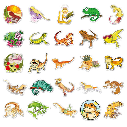 50PCS Lizard Graffiti Waterproof Personalized Sticker Cartoon Animal DIY Skateboard Laptop Refrigerator Water Cup