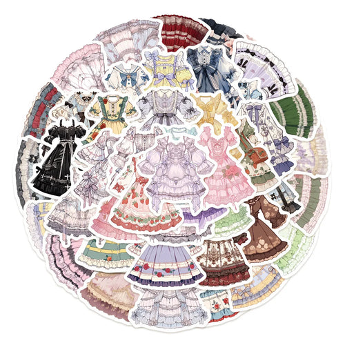 50PCS Cute Cartoon Lolita Doodle Stickers Exquisite Fashion DIY Journal Decorative Decals Suitable for Phone Cases, Laptops, Skateboards, Water Bottles, Helmets, and Stationery Boxes