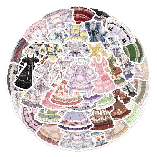 50PCS Cute Cartoon Lolita Doodle Stickers Exquisite Fashion DIY Journal Decorative Decals Suitable for Phone Cases, Laptops, Skateboards, Water Bottles, Helmets, and Stationery Boxes