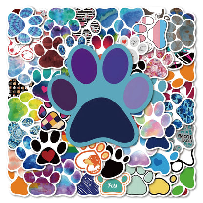 60PCS Dog Paw Sticker Cartoon Tablet Luggage Car  Water Cup Guitar  DIY Wall Sticker Personalized Toy Decoration