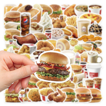 64PCS Burger Civilization Stickers - Fast Food Archaeology Decals for Culinary Stratigraphy Maps, Condiment Colonialism Logs & Patty Paradigm Studies