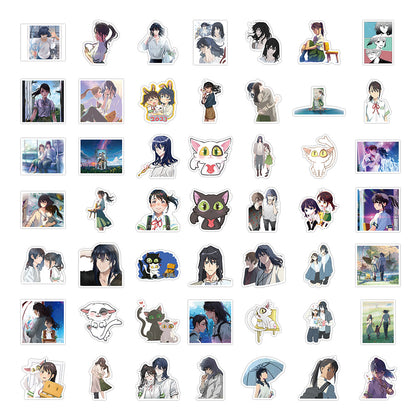 50PCS Anime Stickers: Makoto Shinkai's Haruhi Travel Doodle Collection Exquisite, Fashionable, Creative DIY Decorative Stickers for Notebooks Perfect for Skateboards, Laptops, Water Bottles, Helmets, and Stationery Cases