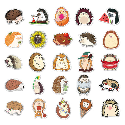 50PCS Cute Cartoon Animal Hedgehog Doodle Stickers for Skateboard Helmets, Laptops, Water Bottles, Guitars, and More Exquisite DIY Desktop Decor Decals