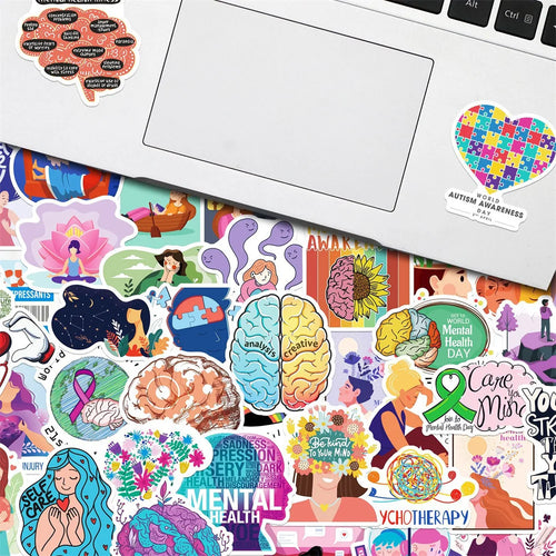 50PCS Cartoon Mental Health Graffiti Waterproof Stickers Personalized Creative Decoration Fashion CupGuitarHelmet