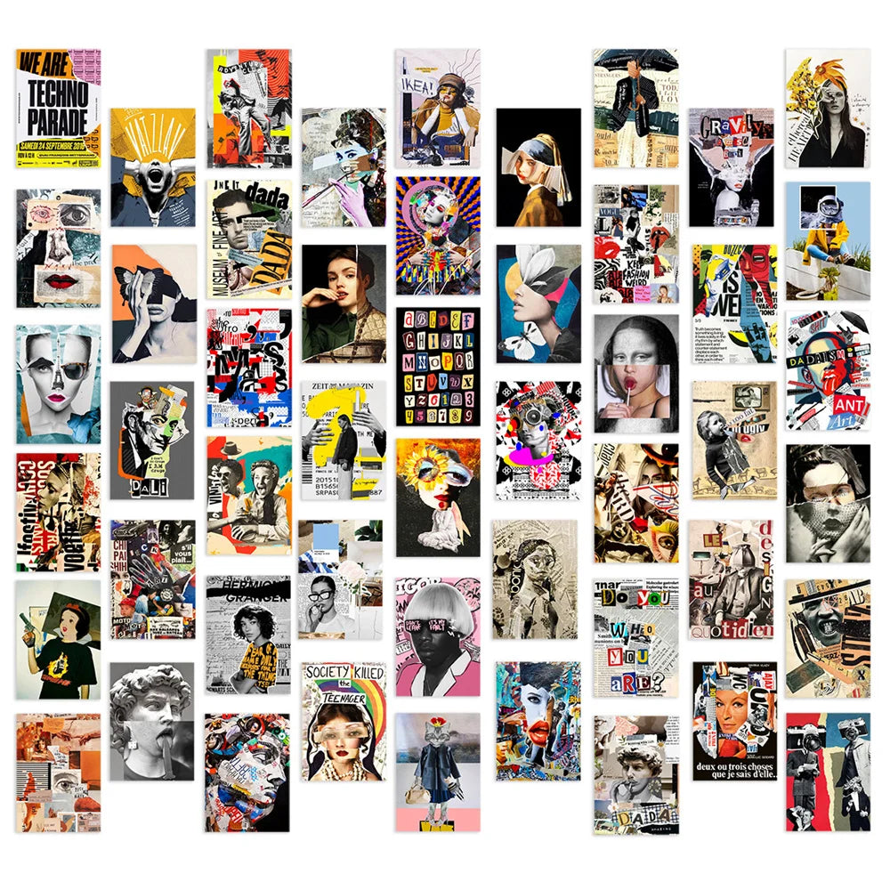 50PCS Art Collage Style Trendy Graffiti Sticker Waterproof Toy Decoration Notebook Kids Gift iPadGuitarPVCSticker