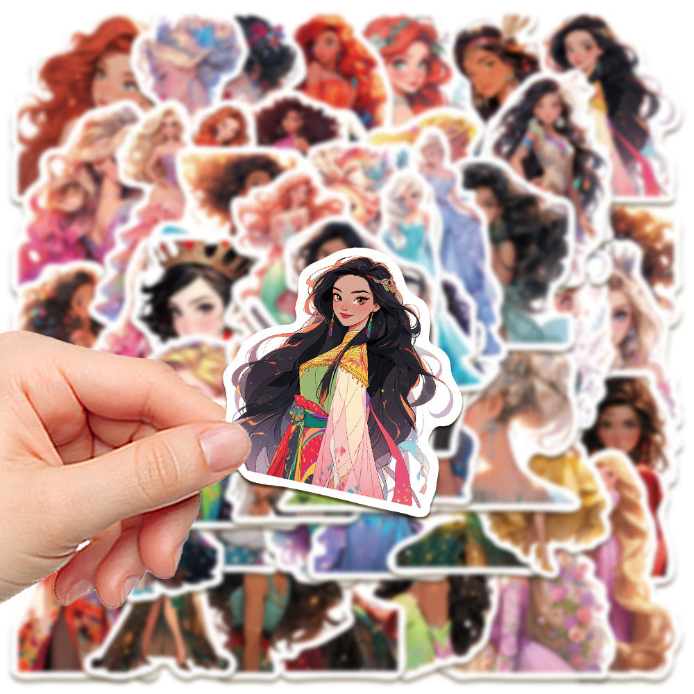 50PCS Runaway Princess Doodle Stickers - Cartoon Rebellious Royal Decals for Journals, Feminist DIY Crafts & Empowerment Gift Ideas