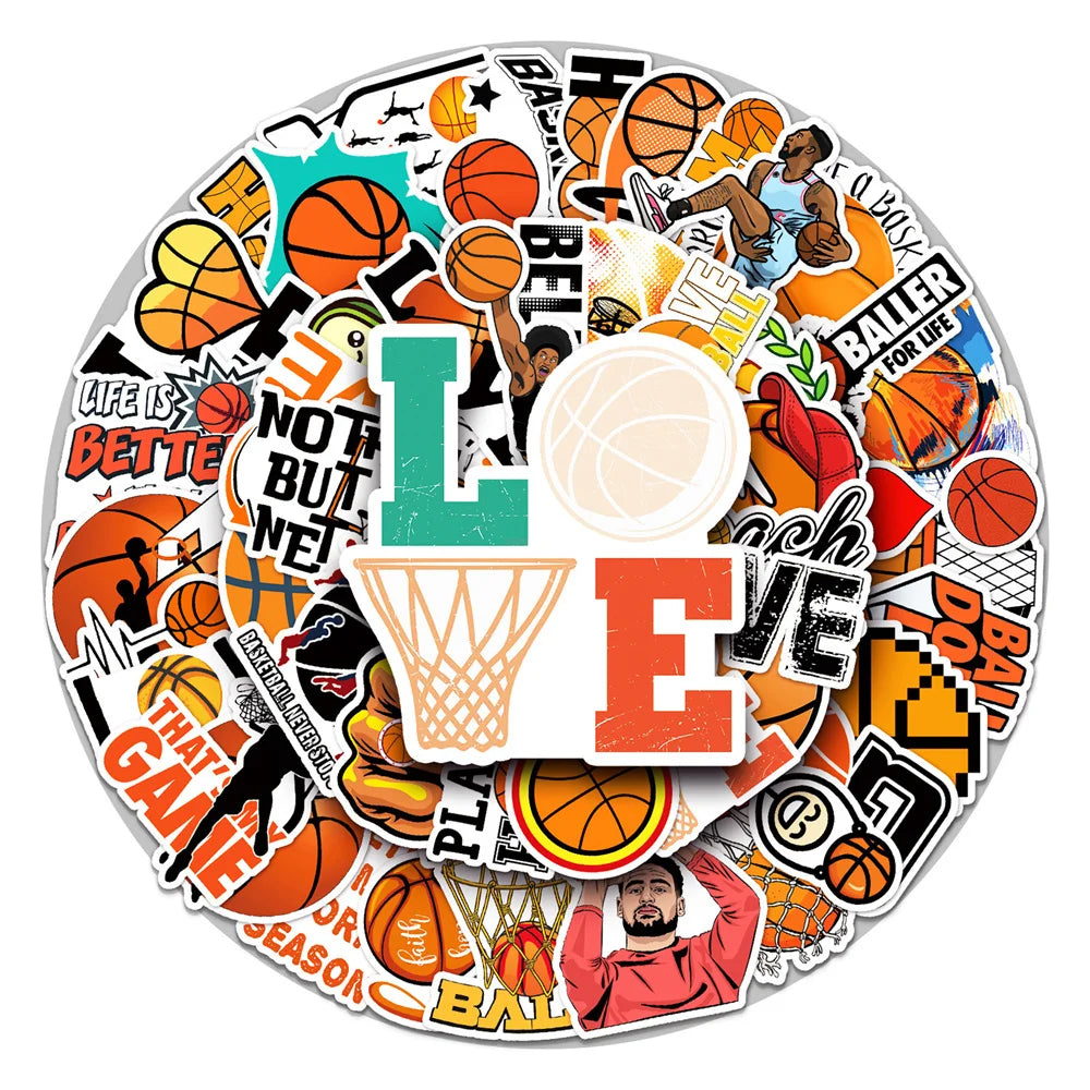50PCS Basketball Graffiti Waterproof Sticker Sports Personality DIY Refrigerator Skateboard Water Cup GuitarTrend