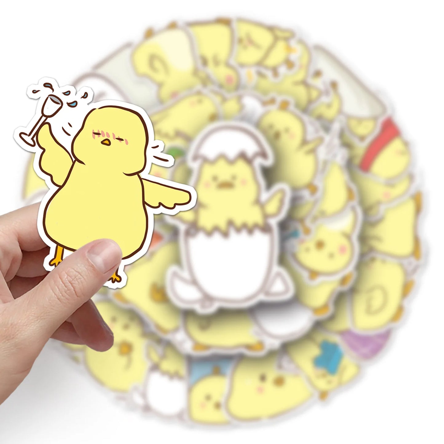 50PCS Cartoon Little Yellow Chicken Sticker Graffiti Animal Helmet Car Computer Pattern Scrapbook Toy Decoration