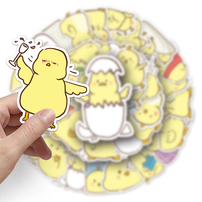 50PCS Cartoon Little Yellow Chicken Sticker Graffiti Animal Helmet Car Computer Pattern Scrapbook Toy Decoration
