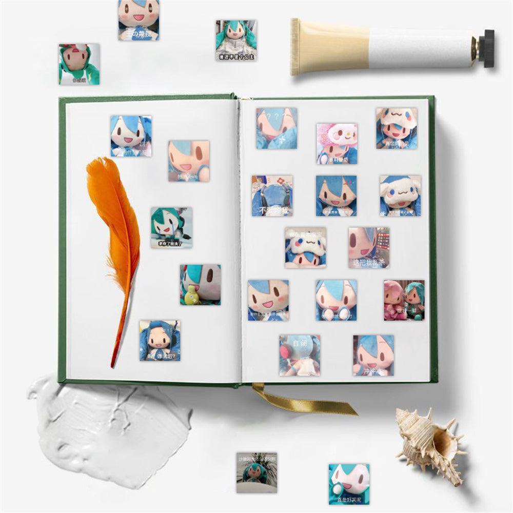 62PCS Cartoon Cute Fufu Hatsune Miku Emoticon Doodle Stickers for Skateboard Helmets, Laptops, Water Bottles, Stationery Boxes - Exquisite Decorative Decals