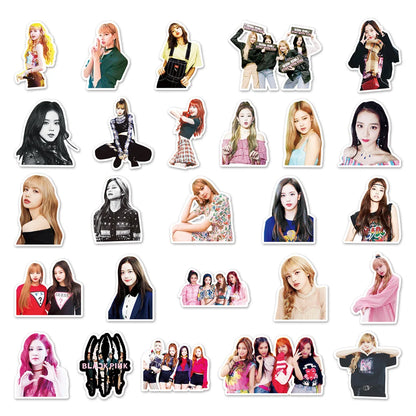 50PCS New Black Pink Pop Korean Girl Group Sticker For Luggage Laptop iPad Skateboard Guitar Phone Case Sticker
