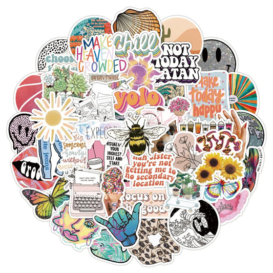 50PCS Small Fresh VSCO Cartoon Sticker Scrapbook Guitar Luggage Suitcase Phone Case Gift Toy PVC Sticker