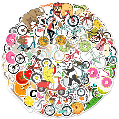 50PCS Sports Cute Cartoon Bicycle Sticker Kids Toys Graffiti Diary Trolley Case Laptop Waterproof Ipad Sticker