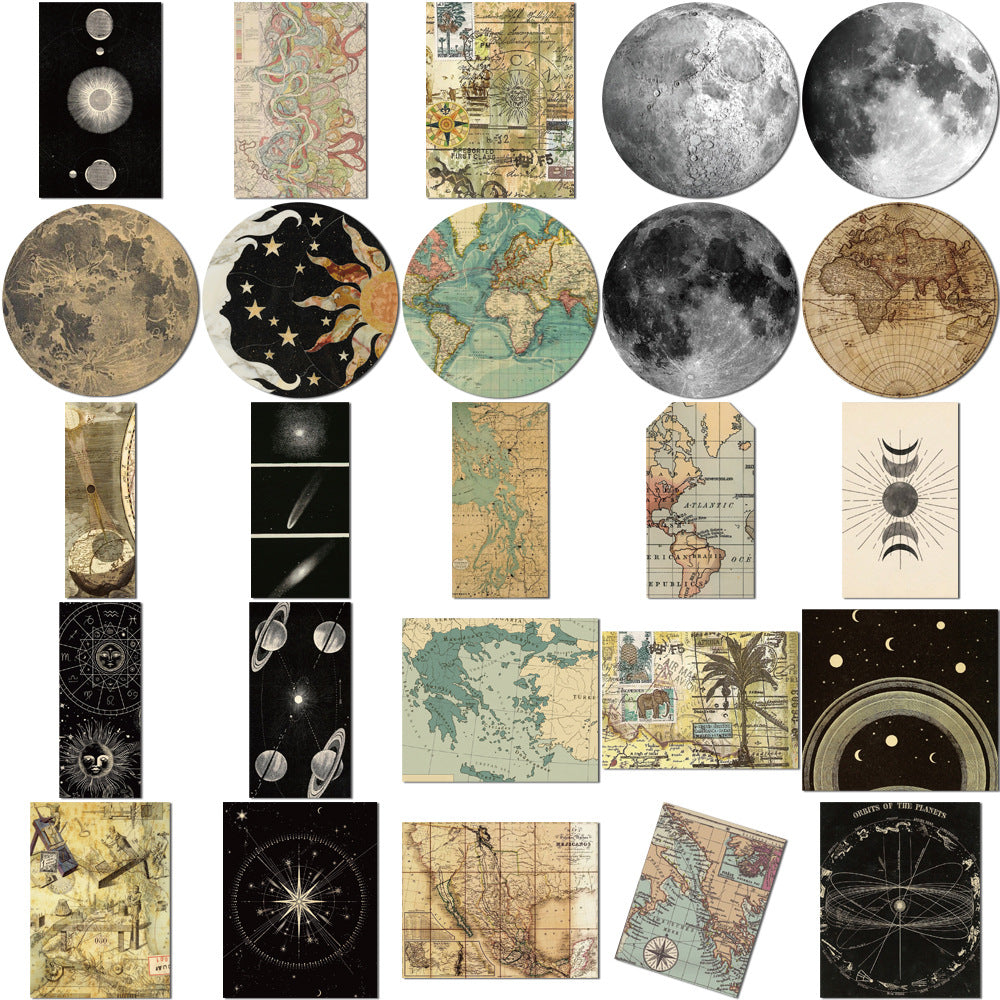 50PCS Vintage Map Stickers - Retro Travel Decals for Journals, Planners, Water Bottles & Adventure Theme Gifts