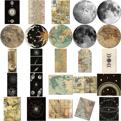 50PCS Vintage Map Stickers - Retro Travel Decals for Journals, Planners, Water Bottles & Adventure Theme Gifts