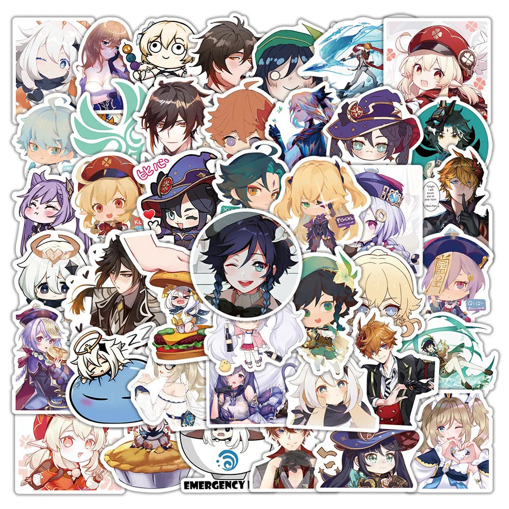 50PCS New Anime Game Genshin Graffiti Stickers Suitcase Guitar Car Skateboard Water Cup Waterproof Stickers