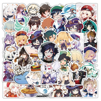50PCS New Anime Game Genshin Graffiti Stickers Suitcase Guitar Car Skateboard Water Cup Waterproof Stickers