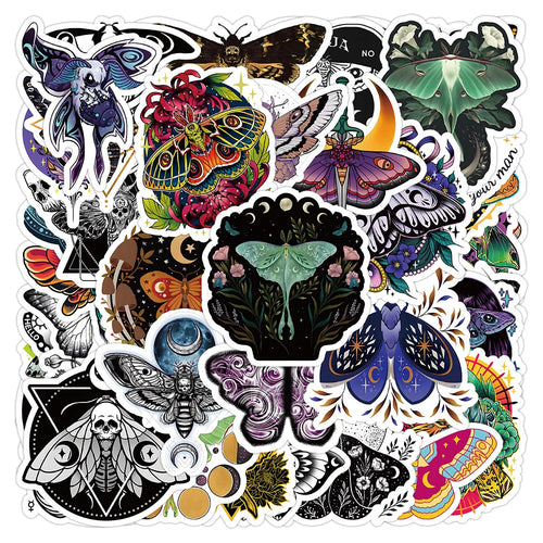 50PCS Popular Ghost Moth Stickers Pack Skateboard Guitar Decoration DIY Laptop Cartoon Waterproof Graffiti Decal
