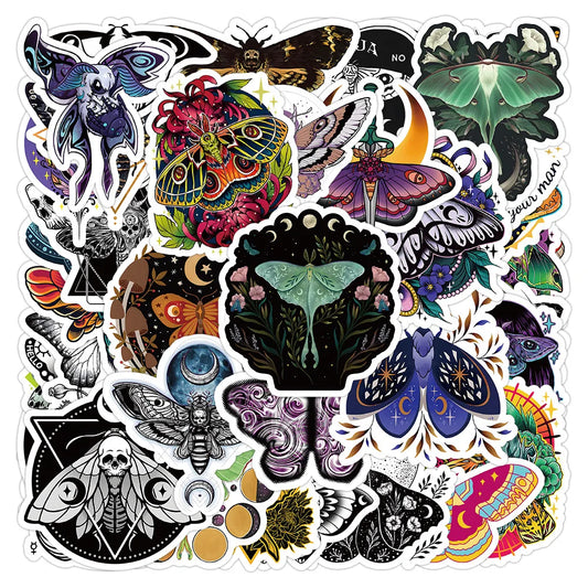 50PCS Popular Ghost Moth Stickers Pack Skateboard Guitar Decoration DIY Laptop Cartoon Waterproof Graffiti Decal