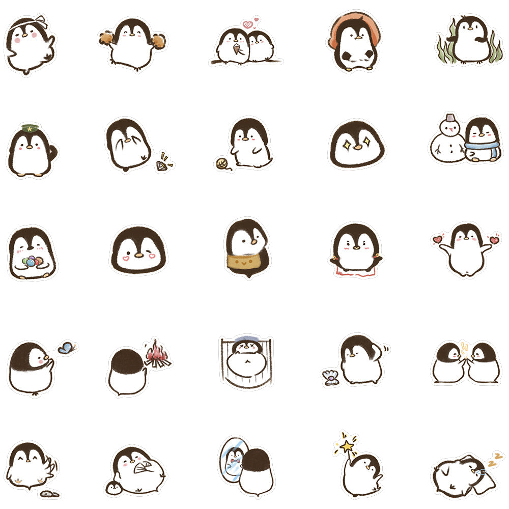 50PCS Cartoon Penguin Adorable Animal Doodle Stickers Perfect for Skateboard Helmets, Laptops, Water Bottles, Guitars, Stationery Boxes Exquisite DIY Desktop Decor Decals