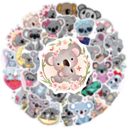 50PCS Cute Koala Stickers - Australian Animal Decals for Laptops, Water Bottles, Planners & Animal Lover Gifts