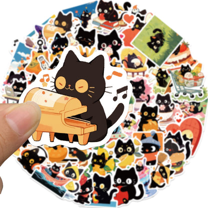 50PCS Classic Cute Cat Doodle Stickers, Timeless Cartoon Kitty Decals for Endless Adoration and Crafts