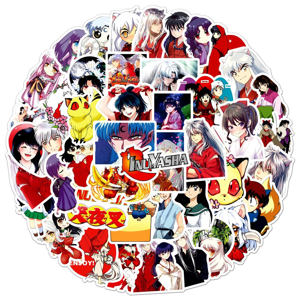 50PCS cartoon animation Inuyasha fox demon creative graffiti stickers, personalized DIY decorative exquisite decal toys, skateboards, bicycles, cars, helmets, laptops, popular stickers