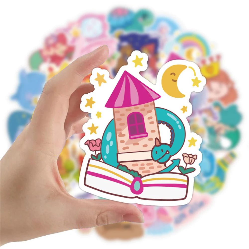 50PCS Princess Series Fairytale Castle Sticker Toy DIY Skateboard Laptop Luggage Ipad Cartoon Decal Sticker