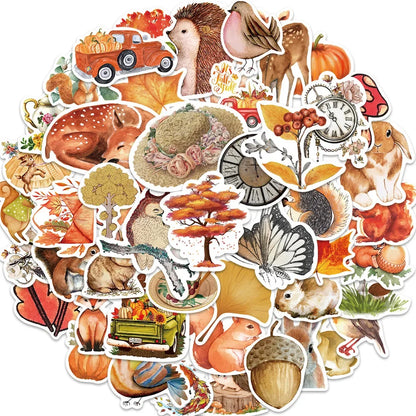 50PCS Cartoon Autumn Forest Personality Creative Sticker DIY Refrigerator Suitcase Skateboard Waterproof Guitar