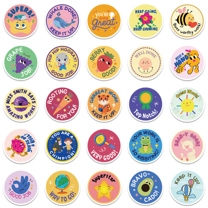 50PCS English Learning Reward Stickers, Cute Cartoon Alphabet & Animal Doodles for Kids, Teachers, and Homeschooling