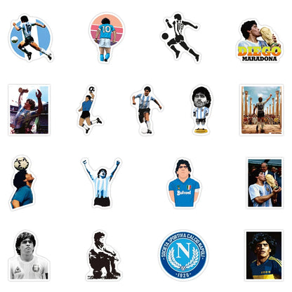50PCS Cartoon Football Star Maradona Sticker Luggage Laptop IPad Skateboard Journal Guitar Waterproof Sticker