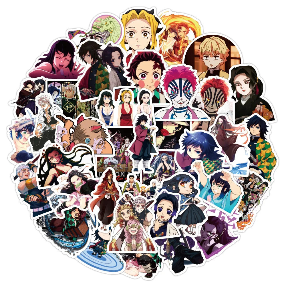 50PCS Anime Demon Slayer RIMAN Graffiti Gift Exquisite Sticker For Luggage Laptop Skateboard Cartoon Sticker