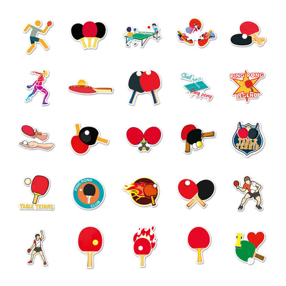 50PCS Cartoon Table Tennis Sticker Graffiti iPad  Helmet Car Guitar DIY Personalized Wall Sticker Toy Decoration