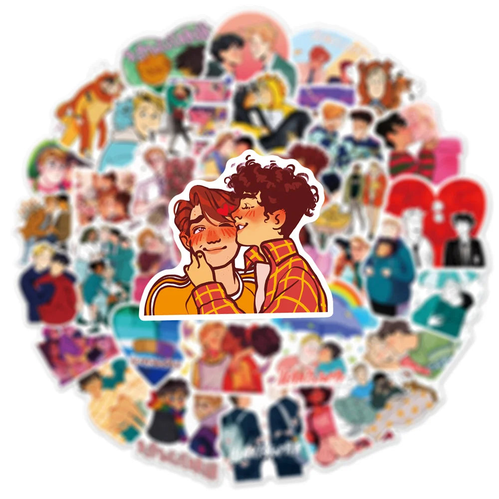 50PCS    DatingGay Heartstopper Graffiti Waterproof Sticker Creative Trend Personalized Decoration Water Cup Guitar