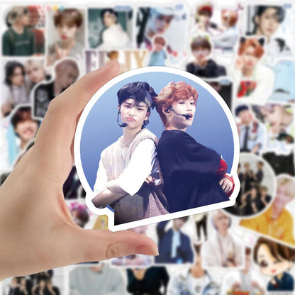 50PCS Korean Men's Group Stray Kids Handsome Stickers for Luggage Laptop IPad Gifts Journal Waterproof Stickers