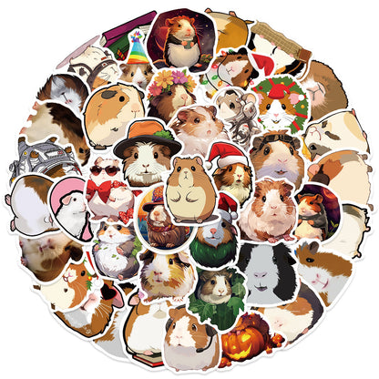 50PCS Cute Cartoon Guinea Pig Animal Doodle Stickers Exquisite, Fashionable, Creative DIY Journal Decorations Suitable for Phone Cases, Laptops, Water Bottles, Guitar Heads, Helmets, and Stationery Boxes