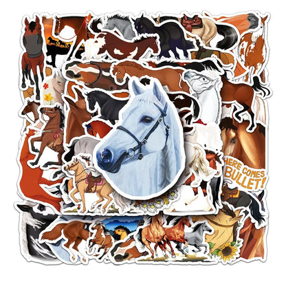 50PCS Cartoon Horse Racing Sticker Toys Luggage Laptop IPad Gift DIY Phone Case Motorcycle Waterproof Sticker Cup