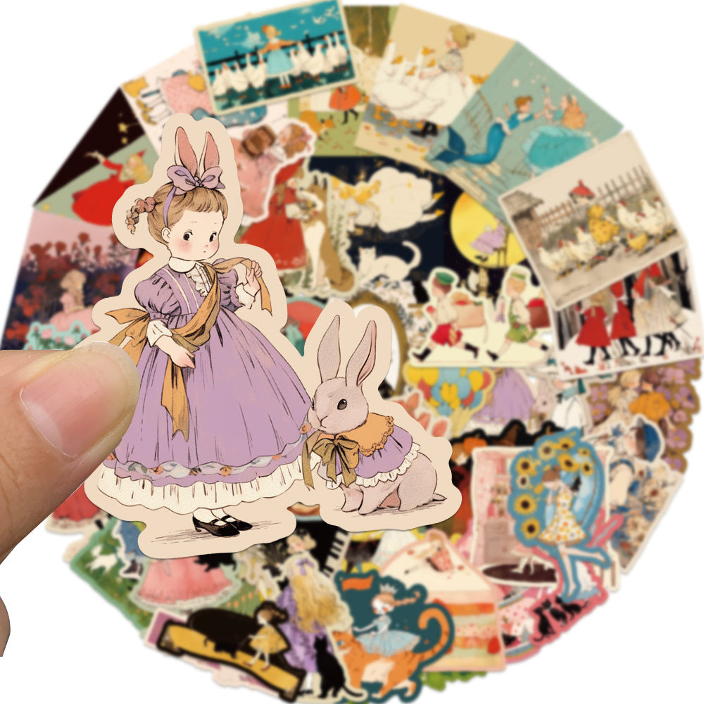 50PCS Fairy Tale Doodle Stickers, Cute Cartoon Storybook Decals for Whimsical Journals and Dreamy Vibes